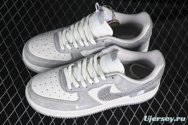 Nike Air Force 1'07 Low The North Face Collaboration Pig Grey Snake Print Low-Top Casual Sneakers - DF0188-027