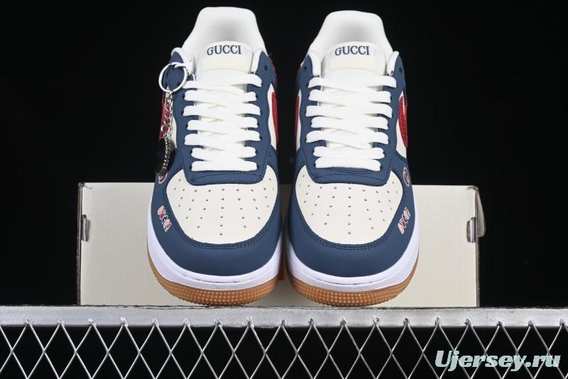 Nike Air Force 1 '07 Low Gucci Collaboration Snake Pattern Red Swoosh Casual Sneakers - DF0188-039