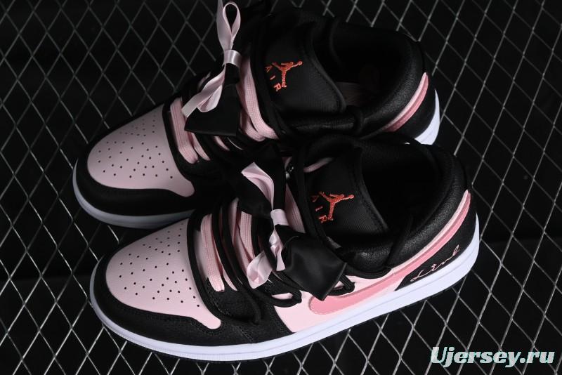 Nike Air Jordan 1 Low AJ1 Retro Basketball Shoes with Black Pink Bow Design - DX4374-008