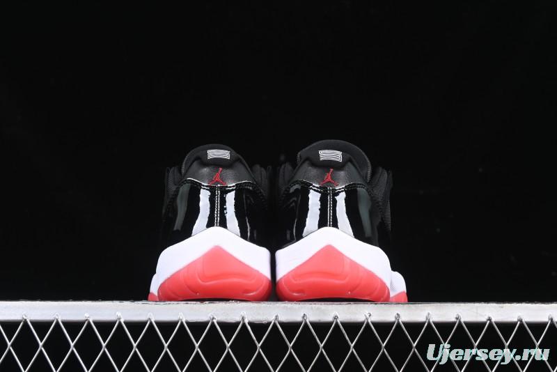 Nike Air Jordan 11 Low Bred Basketball Shoes with Patent Leather and Carbon Fiber - FV5104-006