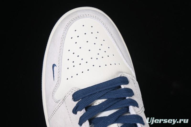 Nike Air Jordan 1 Low AJ1 The North Face Collaboration - Grey Pigskin Blue Sole Retro Basketball Shoes DM9188-011