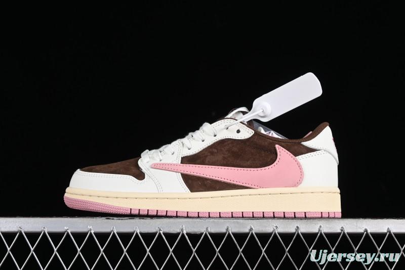 Nike Travis Scott x Air Jordan 1 Low OG AJ1 Reverse Swoosh Sneakers - DZ4137-206