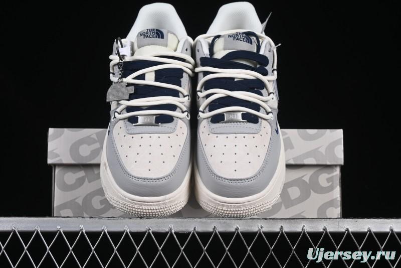 Nike Air Force 1 '07 Low The North Face Collaboration Grey Blue Lace-Up Low-Top Casual Sneakers - DM6688-024