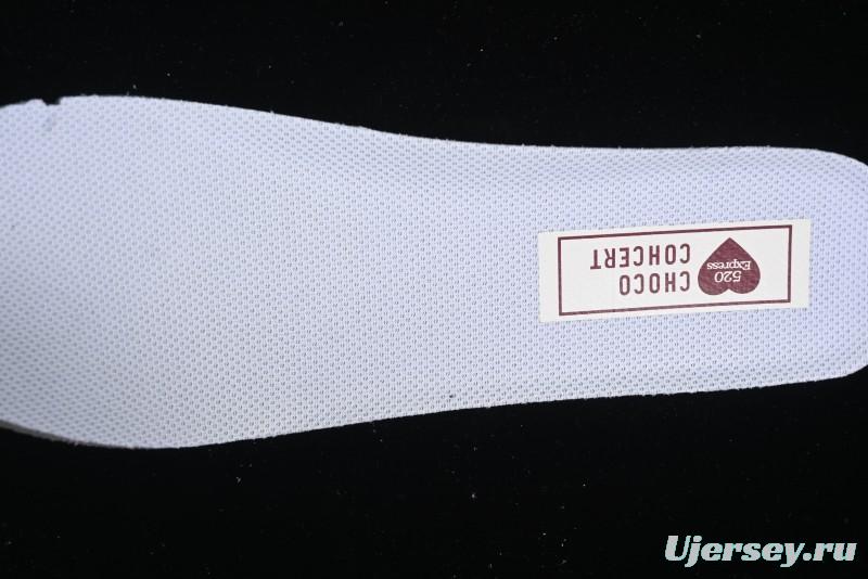 Choco Concert Leather Round Square Asymmetric Fashion Sneakers White Wine Red - AJE5