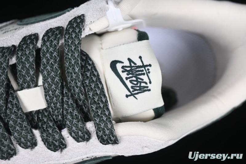 Nike Air Force 1 '07 Low Stussy Collaboration Green Suede Swoosh Low-Top Casual Sneakers - CH6336-511