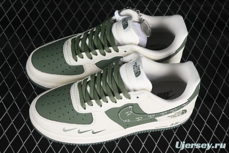 Nike Air Force 1 '07 Low The North Face Collaboration Beige Green Mini Swoosh Casual Sneakers - KK1988-043