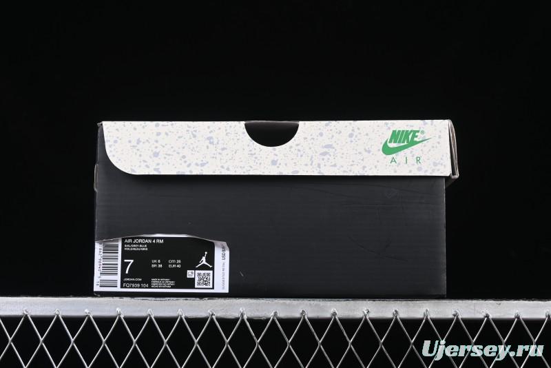 Nike Air Jordan 4 Remastered Retro Sneakers in White Blue - FQ7939-104