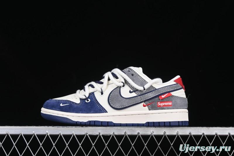 Nike SB Dunk Low Supreme Collaboration Sneakers in Gray Blue with Gray Swoosh - YX5066-260
