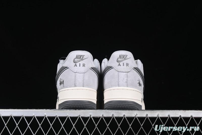 Nike Air Force 1 '07 Low Stussy Collaboration - Pig Grey Swoosh Low-Top Casual Sneakers - XZ3318-066
