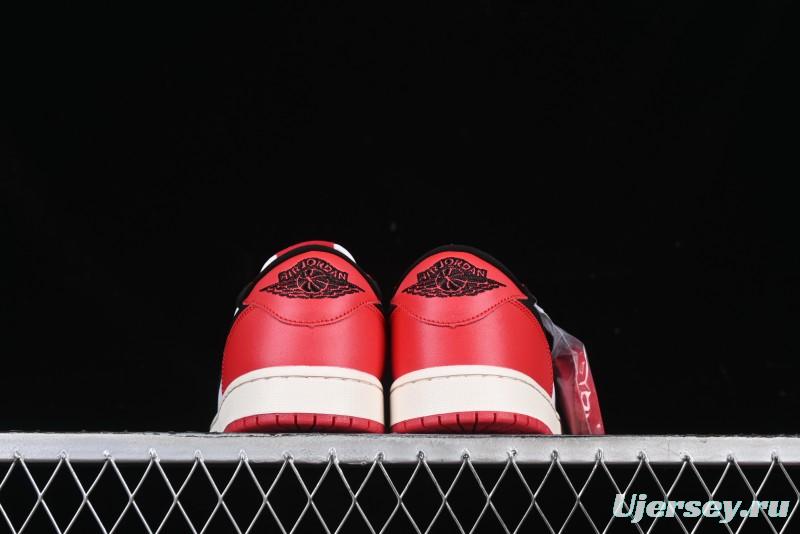 Nike Air Jordan 1 Low AJ1 White Red Black Hook Casual Sneakers - HQ6998-600