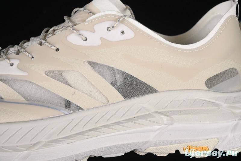 HOKA ONE ONE Satisfy Running Mafate Trail Low-Cut Cushioned Outdoor Hiking Shoes - 1157050 BONE