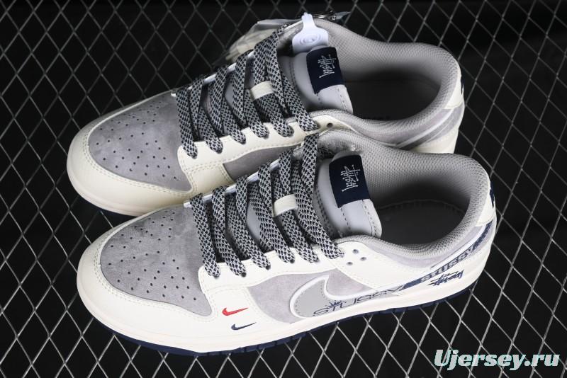 Nike SB Dunk Low Stussy Collaboration Beige Grey Print Grey Swoosh Anniversary Custom Low-Top Casual Skate Shoes - DM6868-009