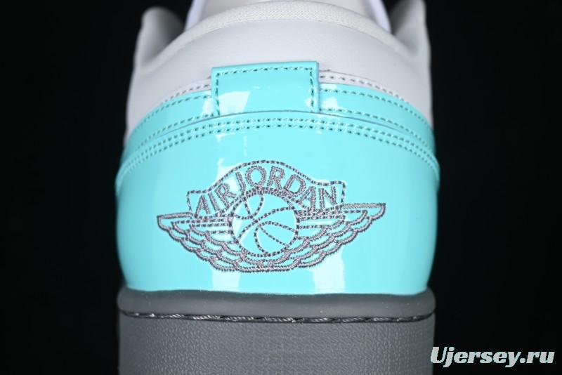 Nike Air Jordan 1 Low AJ1 Patent Leather Grey Green Casual Sneakers - HQ3599-025