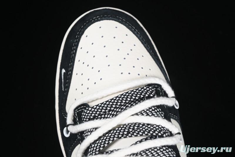 Nike SB Dunk Low Supreme x Stone Island Triple Collaboration Strap Patch Black Swoosh Anniversary Custom Low-Top Casual Skate Shoes - YX5066-202