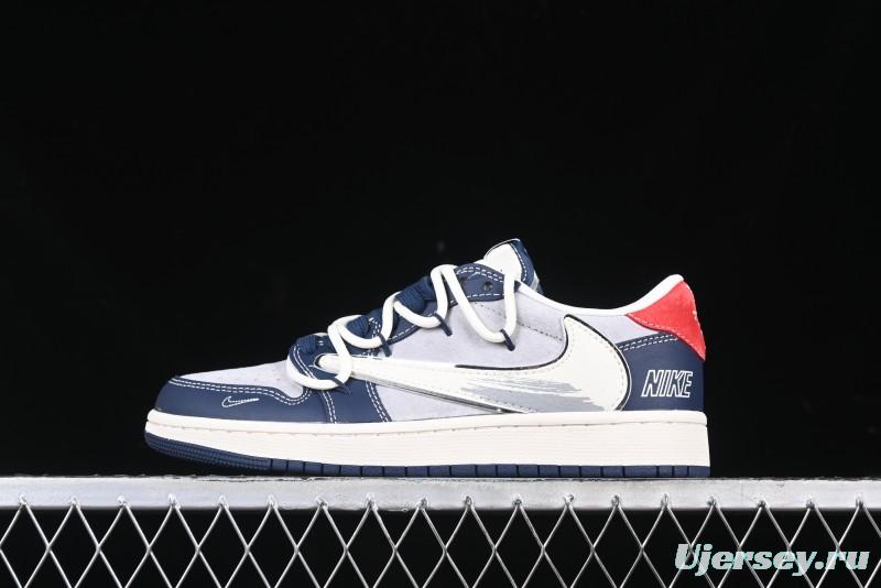 Nike Travis Scott x Fragment Design x Air Jordan 1 Low OG SP AJ1 Graffiti Drawstring Low-top Casual Sneakers - XS3186-203
