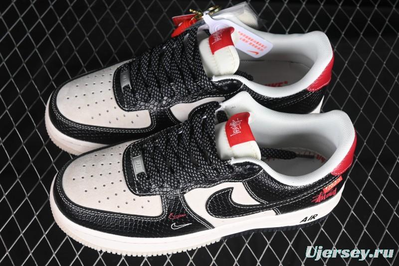 Nike Air Force 1 '07 Low Stussy Collaboration Year of the Snake Limited Edition Black Snake Dual-Color Casual Sneakers - HH7518-034