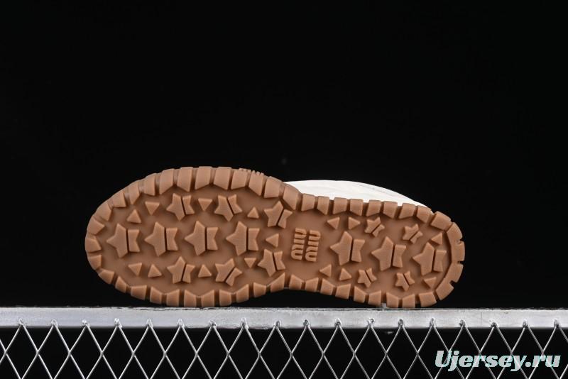 Miu Miu Suede Round Toe Lace-Up Women's Low-Top Casual Shoes in Beige - 99D4