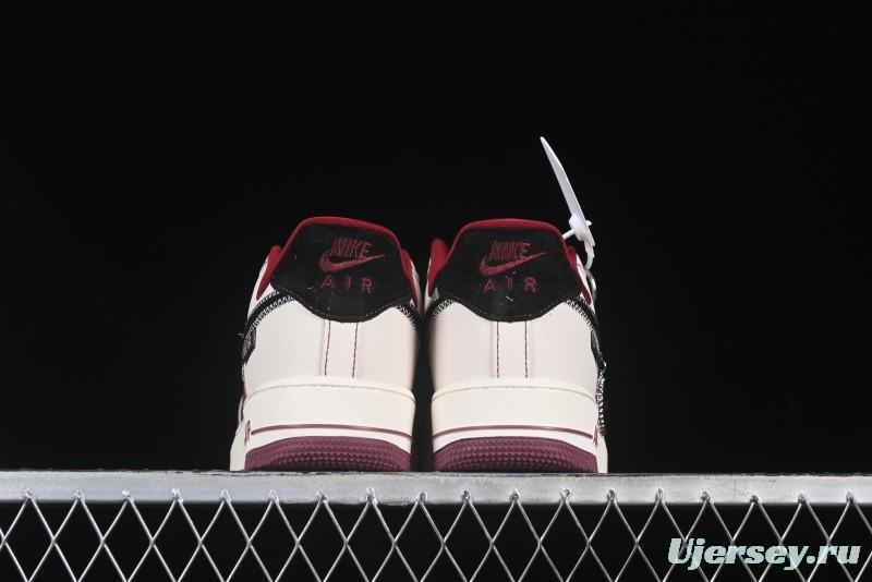 Nike Air Force 1 '07 Low Dior Collaboration Burgundy Low-Top Casual Sneakers - KK1988-046