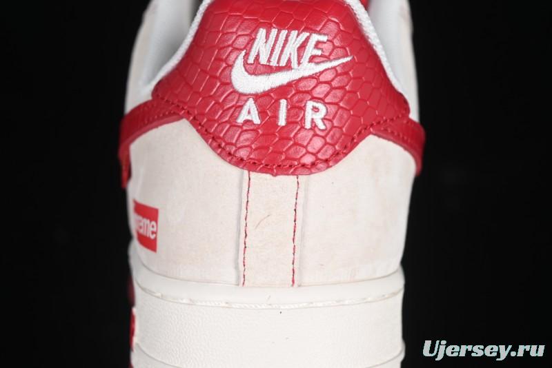 Nike Air Force 1 '07 Low Supreme Collaboration Year of the Snake Limited Edition Red Snake Swoosh Low-Top Casual Sneakers - HH7518-032