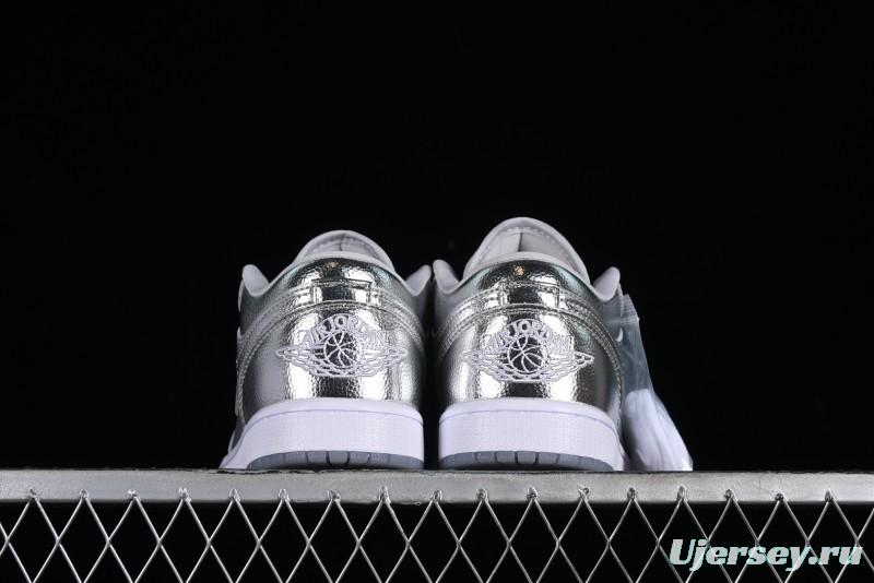Nike Air Jordan 1 Low "Metallic Silver" Casual Sneakers with Metallic Finish - FN5030-001