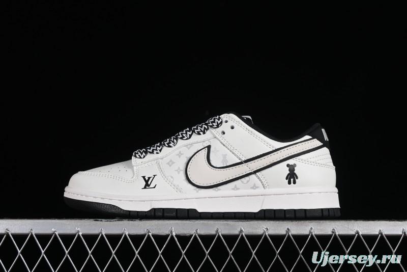 Nike SB Dunk Low LV Collaboration - Beige Black Violent Bear Anniversary High-End Custom Low-Top Casual Skate Shoes - SJ2068-239