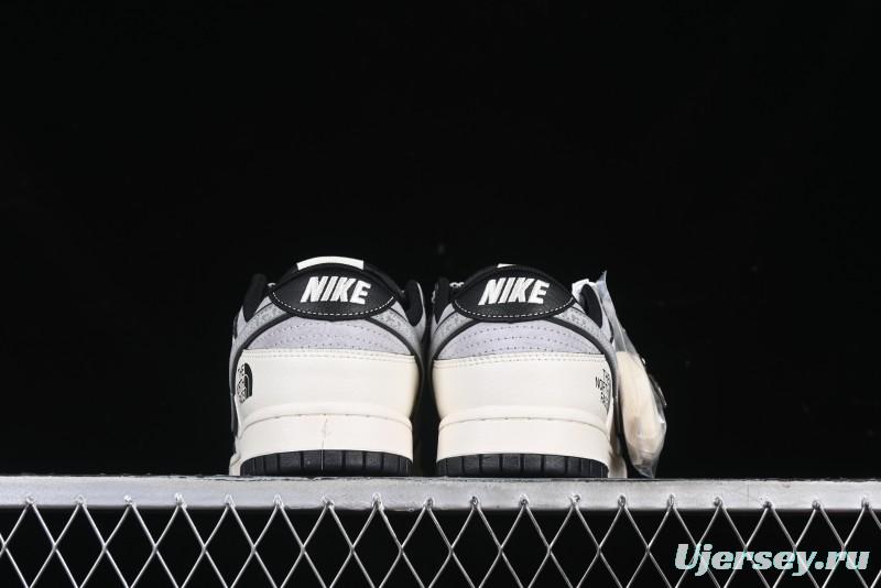 Nike SB Dunk Low The North Face x CDG Triple Collaboration Black Letter Grey Swoosh Anniversary Custom Low-Top Casual Skate Shoes - DM6868-029
