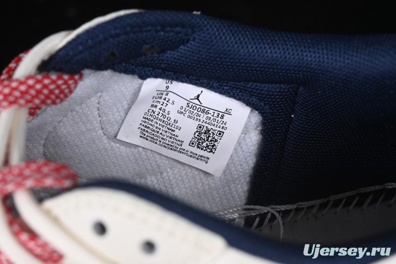 Nike Travis Scott x Fragment Design x Air Jordan 1 Low OG SP AJ1 Retro Sneakers with Reverse Swoosh - SJ0086-138