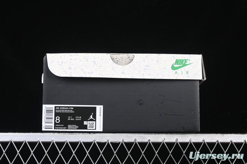 Nike Air Jordan 4 Remastered Retro Sneakers in White Green with Gum Sole - FQ7939-007