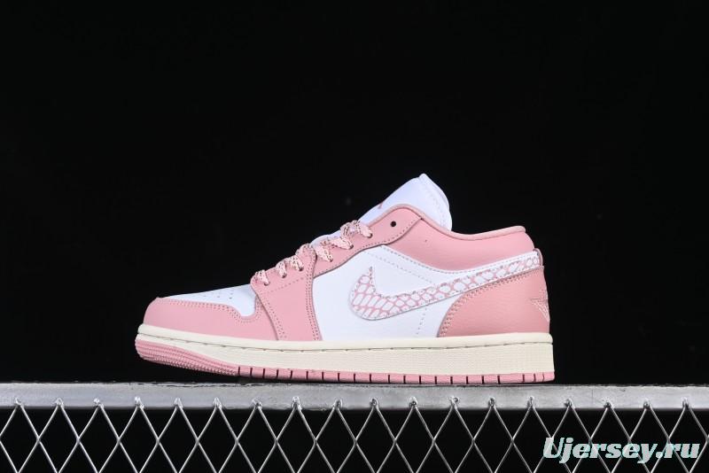 Nike Air Jordan 1 Low AJ1 Custom White Pink Low-Top Casual Lifestyle Sneakers - DC0774-162