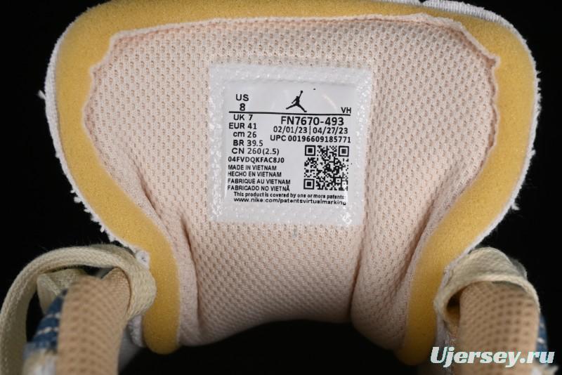 Nike Air Jordan 1 Low SE "WRMK" AJ1 Sashiko Stitch Low-Top Casual Sneakers - FN7670-493