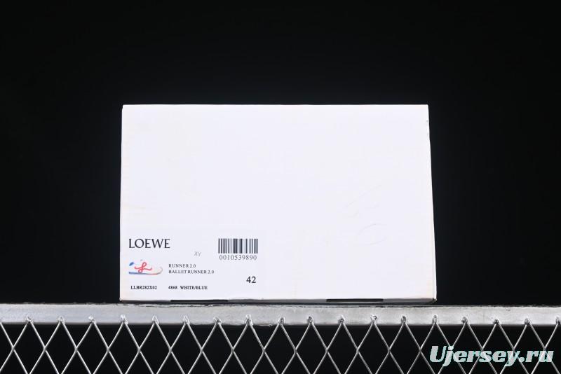 Loewe Ballet Runner 2.0 Sneakers Retro Style Low-Profile Casual Sports Shoes with Asymmetric Toe Design - White Blub