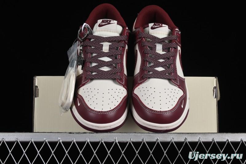 Nike SB Dunk Low Stussy Collaboration - Burgundy Starry Sky Anniversary High-End Custom Low-Top Casual Skate Shoes - BB9898-001