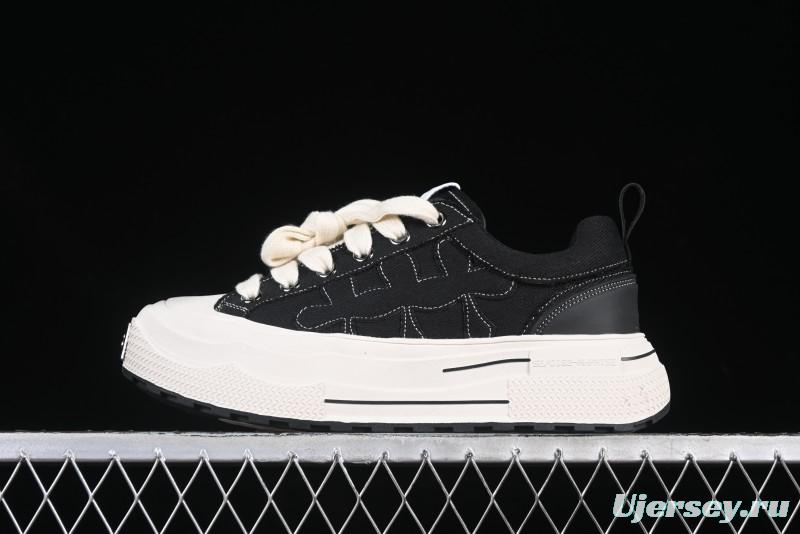 Shoot Brand Resonance Black Plum Retro Comfort Leather Anti-Slip Elevated Low-Top Casual Skate Shoes - AJD4