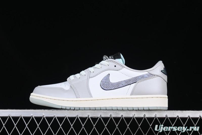 Nike Air Jordan 1 Low OG CNY AJ1 Snake Year Limited Silver Snake Low-Top Retro Basketball Shoes - HF3144-100