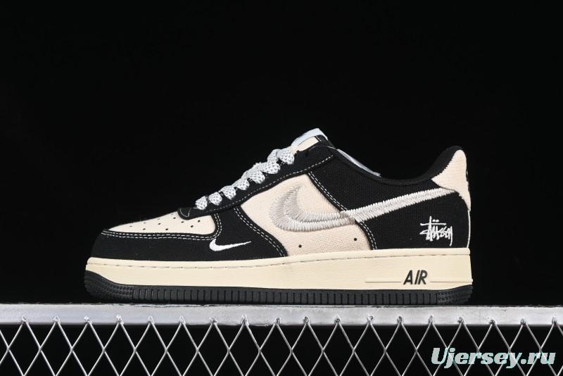 Nike Air Force 1 '07 Low Stussy Collaboration Beige Black Low-Top Casual Sneakers - XZ6188-762