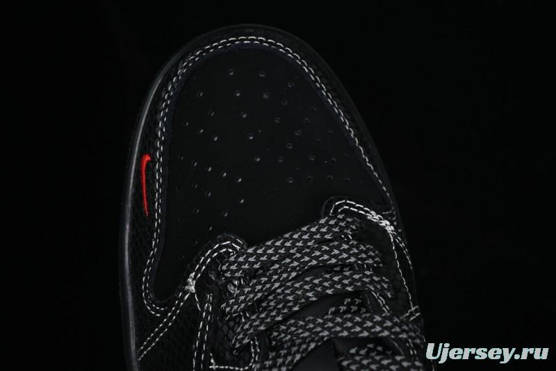 Nike Travis Scott x Fragment Design x Air Jordan 1 Low OG SP AJ1 Year of the Snake Limited Black Snake Web Low Top Casual Sneakers - CH6336-018