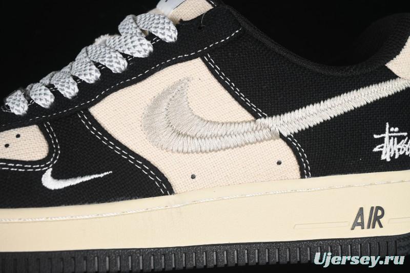 Nike Air Force 1 '07 Low Stussy Collaboration Beige Black Low-Top Casual Sneakers - XZ6188-762