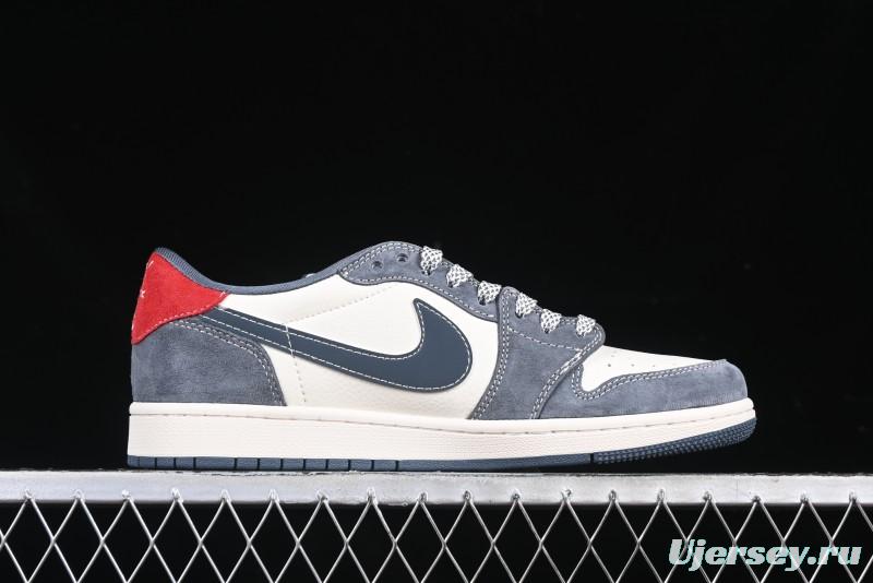 Nike Travis Scott x Fragment Design x Air Jordan 1 Low OG SP AJ1 CDG White Grey Low Top Casual Sneakers - DM9288-005