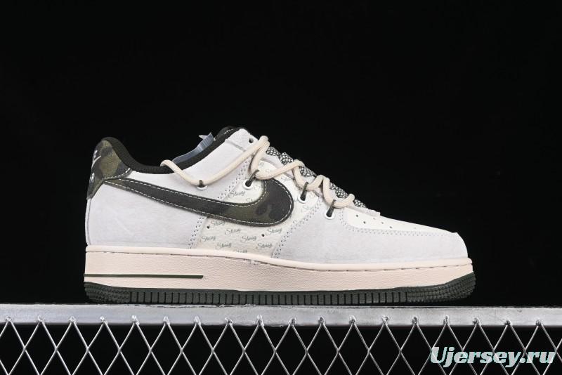Nike Air Force 1 '07 Low Stussy Collaboration Camo Swoosh Drawstring Casual Sneakers - DM6688-014