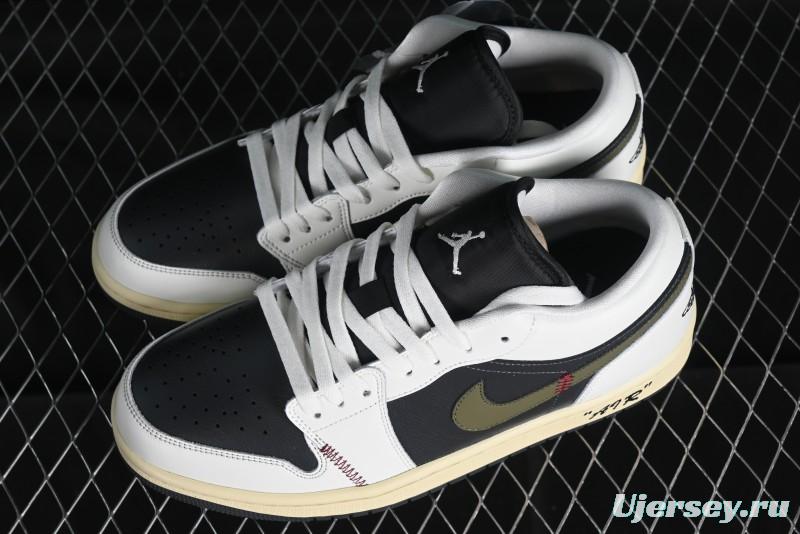 Nike Air Jordan 1 Low AJ1 Custom Black Green Low-Top Culture Casual Sneakers - DC0774-001