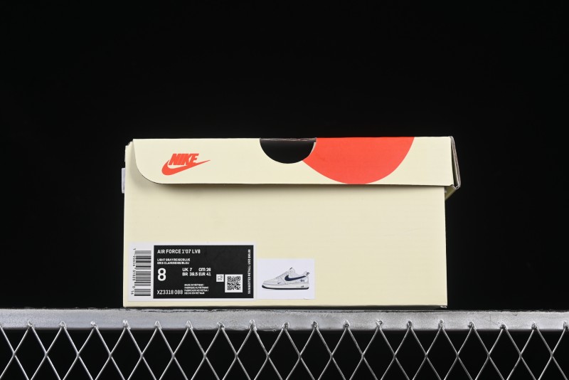 Nike Air Force 1 '07 Low Stussy Collaboration Grey Blue Swoosh Casual Sneakers - XZ3318-088