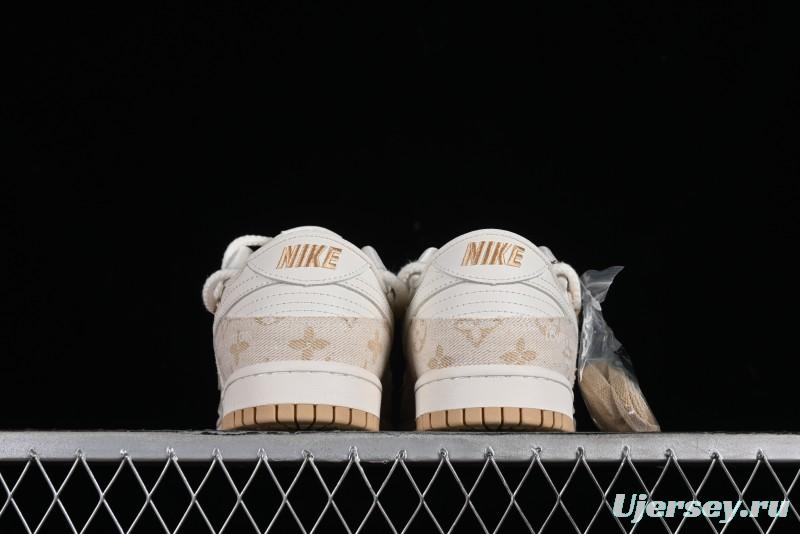 Nike SB Dunk Low LV Collaboration - Yellow Denim Print Anniversary High-End Custom Low-Top Casual Sneakers - SJ2068-247