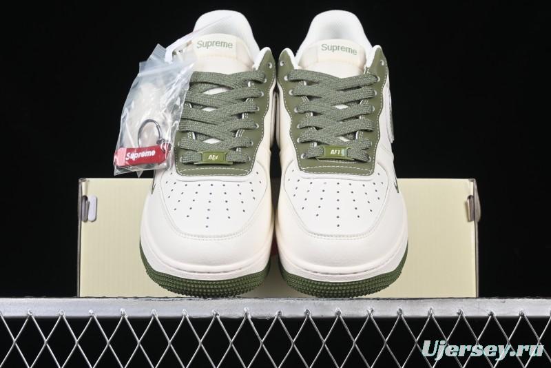 Nike Air Force 1 '07 Low Stone Island x Supreme Collaboration Beige Green Swoosh Low-Top Casual Sneakers - BB1616-301