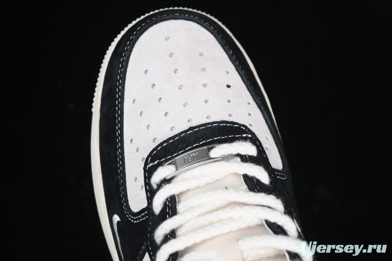 Nike Air Force 1 '07 Low Supreme Champion Collaboration Beige Black Mini Swoosh Casual Sneakers - SJ6698-019