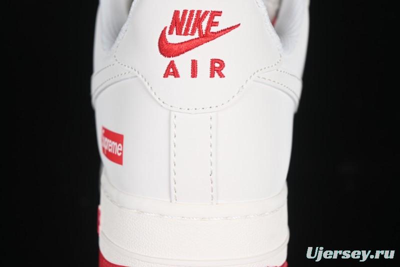 Nike Air Force 1 '07 Low Supreme Collaboration Beige Red Color Block Low-Top Casual Sneakers - BB7577-216