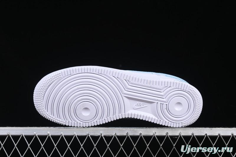 Nike Air Force 1 '07 Low Casual Sneakers with White & Blue Swoosh - CW2288-026