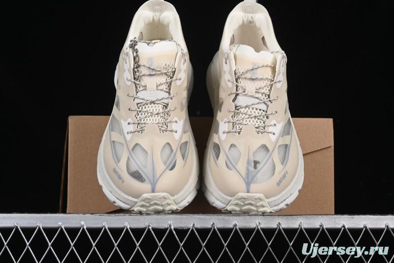 HOKA ONE ONE Satisfy Running Mafate Trail Low-Cut Cushioned Outdoor Hiking Shoes - 1157050 BONE