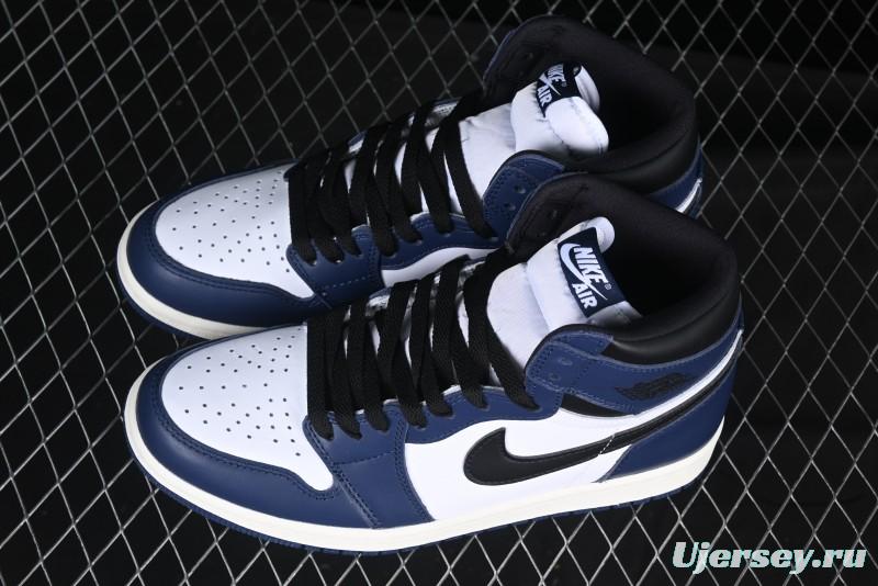 Nike Air Jordan 1 High OG "Midnight Navy" Basketball Shoes with Full Leather Construction - DZ5485-401