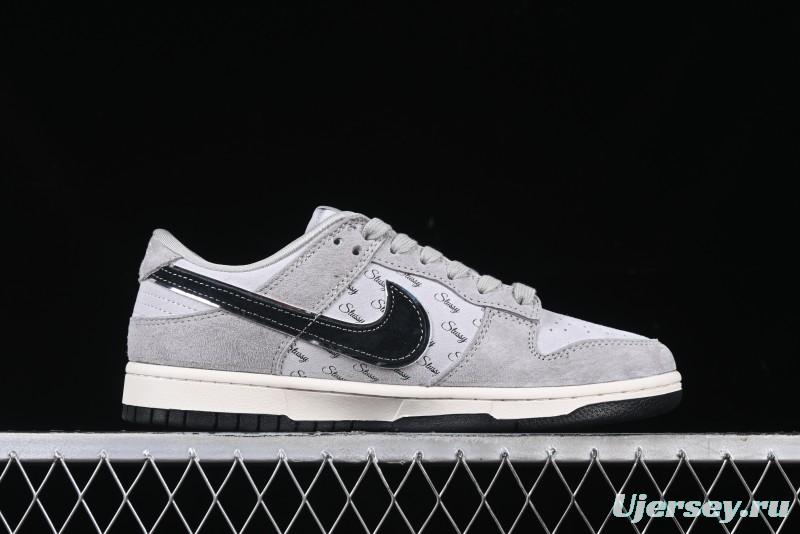 Nike SB Dunk Low Stussy Collaboration - Black Swoosh Anniversary Custom Low-Top Casual Skate Shoes - XX3168-069
