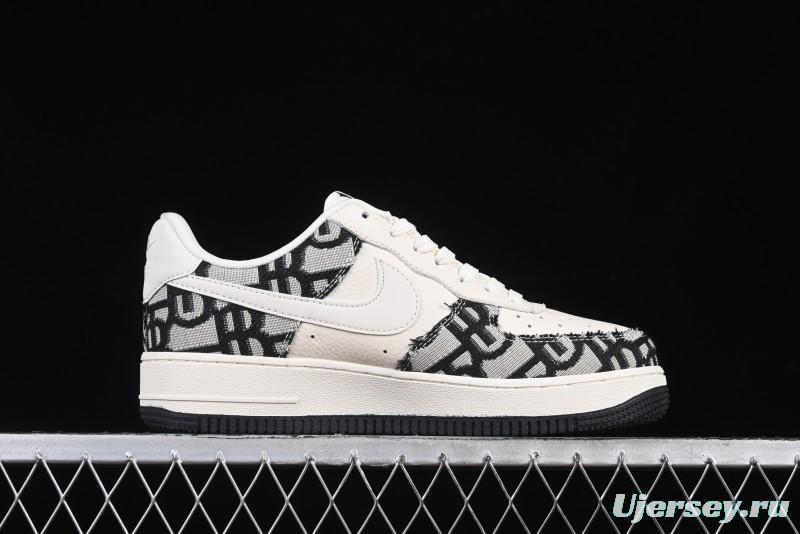 Nike Air Force 1 '07 Low Dior Collaboration Black Pattern Low-Top Casual Sneakers - DF0188-028